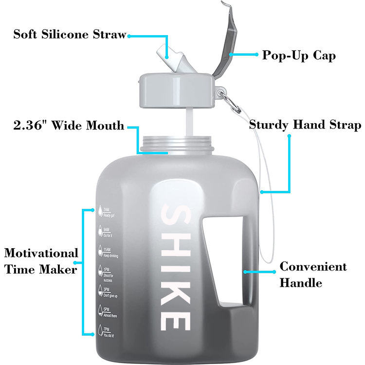 74OZ Leakproof Drinking Water Bottle With Time Marker Straw to Ensure You Drink Enough WaterThroughout the Day for Fitness