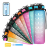 32oz 1L BPA Free Gym Custom Sport Motivational Plastic Water Bottle with Straw Time Marker Custom logo