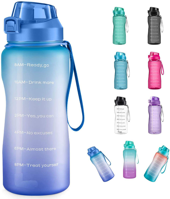 1 Gallon Water Bottle With Straw Time Marker Wide Mouth BPA-Free With Custom Logo for Fitness Large Gym Plastic Bottle