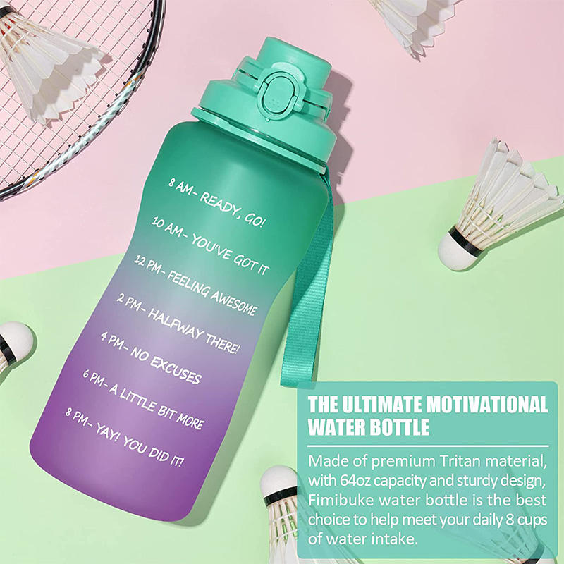 1 Gallon/128oz Motivational Water Bottle with Time Marker & Straw,Leakproof Tritan BPA Free Water Jug