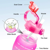 2022 New Product Gym Custom Logo 64oz 2L Motivational Water Bottle Straw With Time Stamp Straw Filter Plastic Bottle