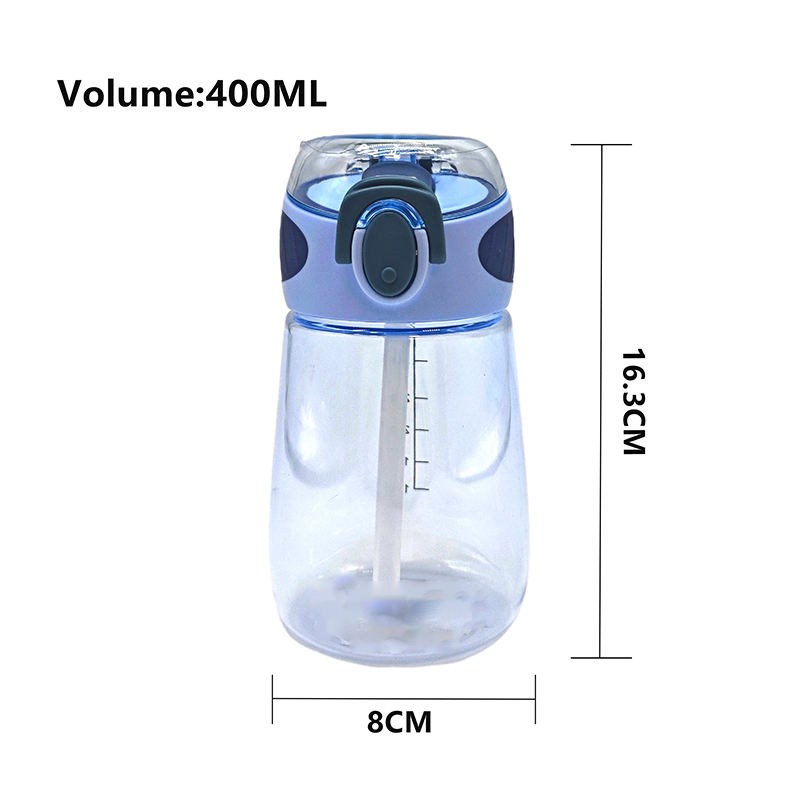 400Ml Custom Logo Wide Mouth Small Transparent Portable Kid Water Bottle With Straw Handle