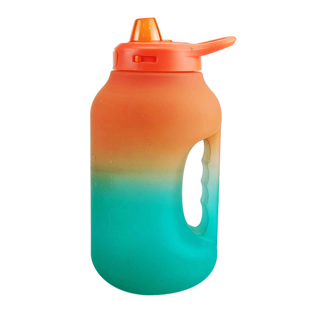 Custom logo Half Gallon 64oz Big Plastic Drink Water Bottle 2l Plastic Sports Motivational Time Mark Water Bottles 2 Liter