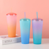 High Quality Customized 700Ml Nice Colorful Wide Mouth Plastic Tumbler Tumblers With Lids Straw
