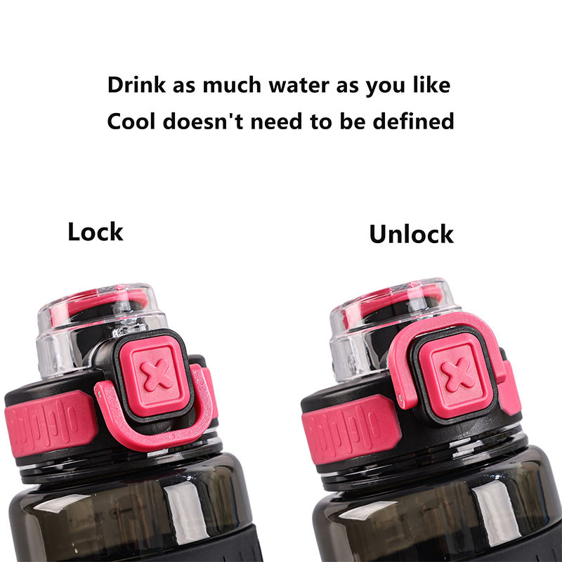 Custom Color 1Liter 1000Mls 1L Wide Mouth Clear Motivational Plastic Sports Drinking Water Bottle