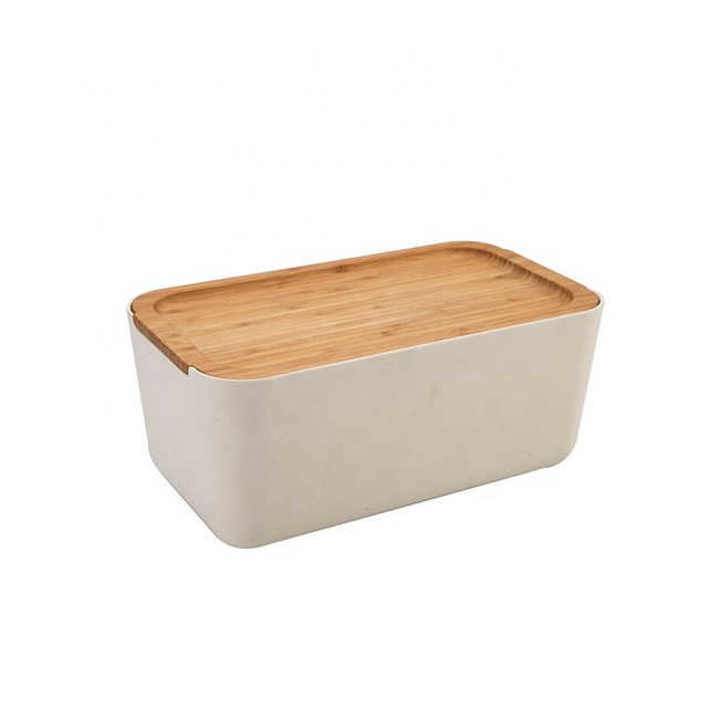 Biodegradable Bamboo Fiber Bread Box with Bamboo Lid Bread Box Large