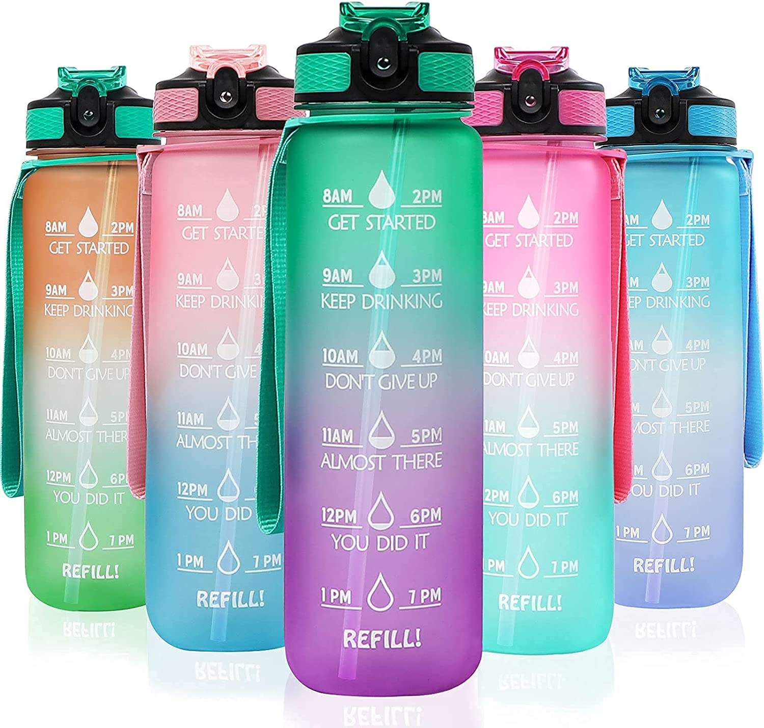 Wholesale Customize Bpa Free 1000ml 1l 32oz 32 oz 1 Gallon Plastic Tritan Motivational Drinking Water Bottle with Time Marker