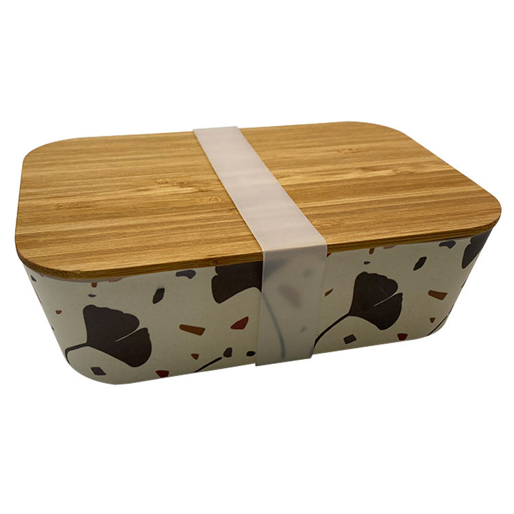 BPA-free Eco-friendly Biodegradable Full Printing Bamboo Fiber Lunch Box with Bamboo Lid Container