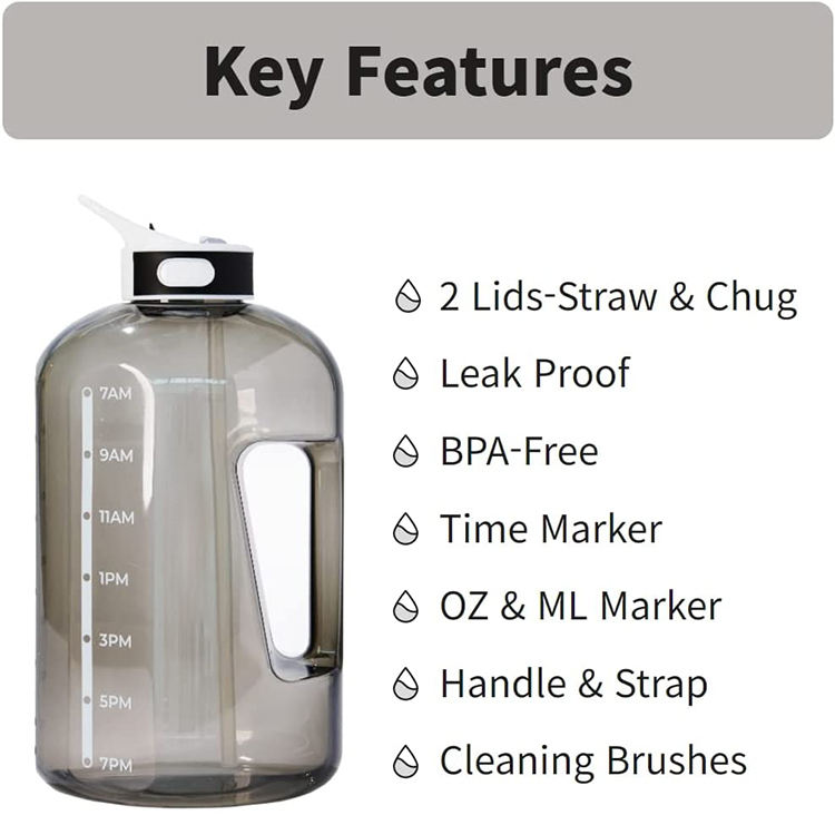 3.78L 128oz 1 Gallon Wholesale Reusable BPA Free Plastic Drinking Water Bottle Fitness Bottle for Gift Outdoor