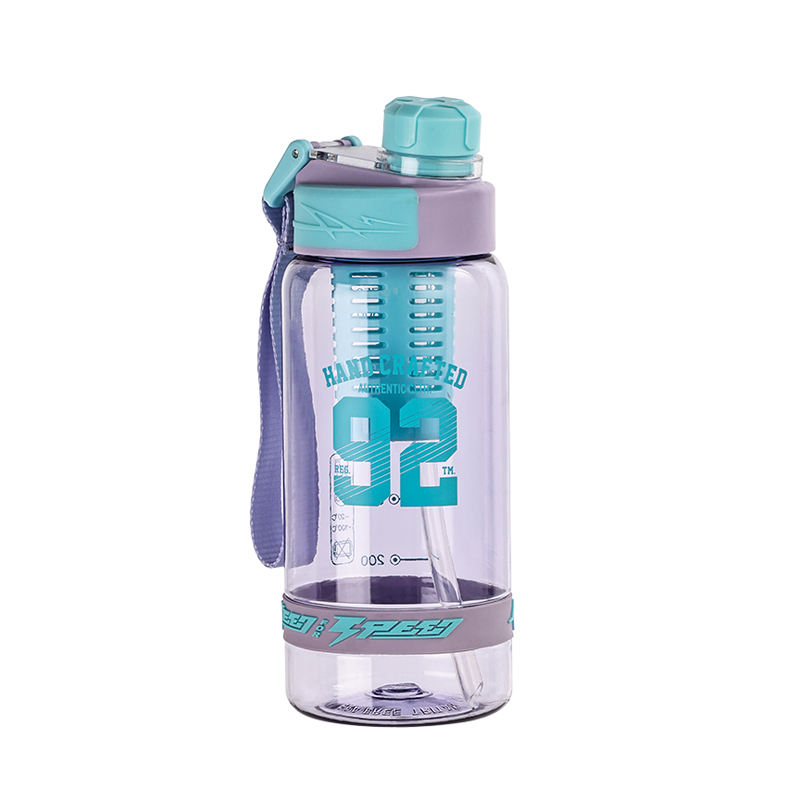 750Ml Wide Mouth Portable Transparent Plastic Sports Water Bottle With Straw Fruit Infuser Custom Logo
