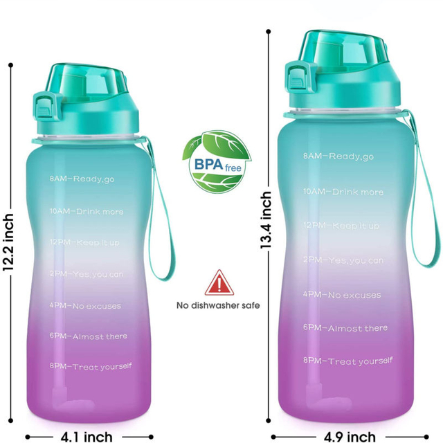 Half Gallon Water Bottle with Straw Half Gallon Water Jug Motivational Water Bottle 64 Ounce with Time Marker Large