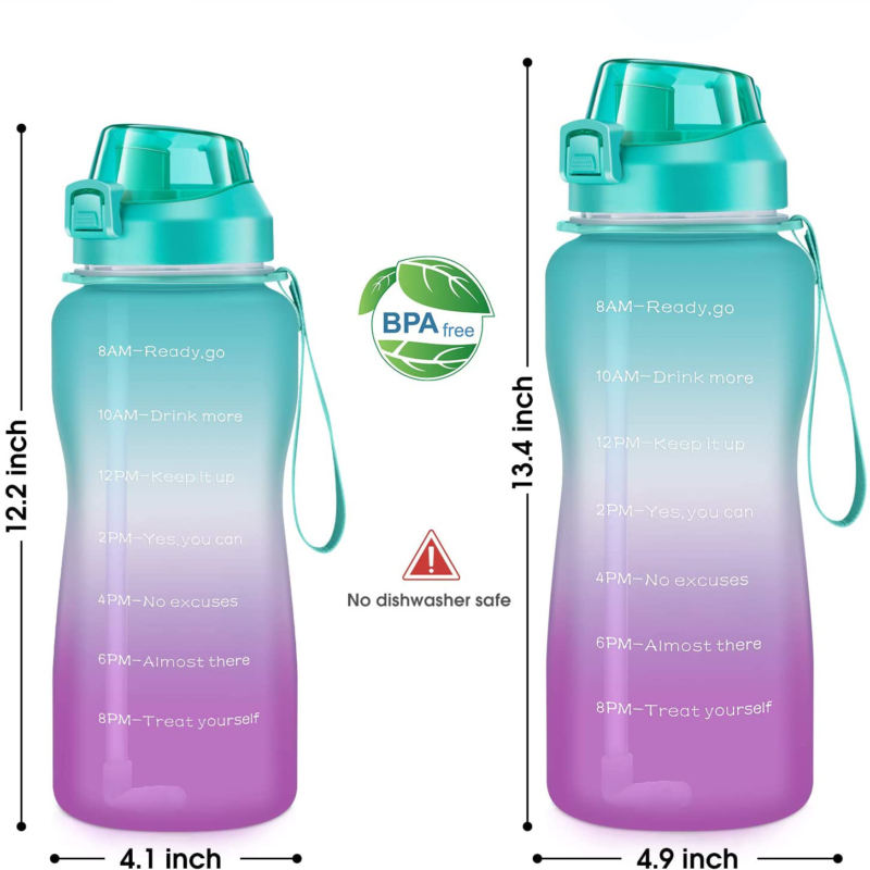 Half Gallon Water Bottle with Straw Half Gallon Water Jug Motivational Water Bottle 64 Ounce with Time Marker Large