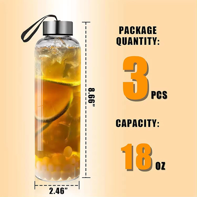 Wholesale 500 Ml 500Ml 18Oz Transparent Water Bottle Glass With Custom Logo Stainless Steel Lid