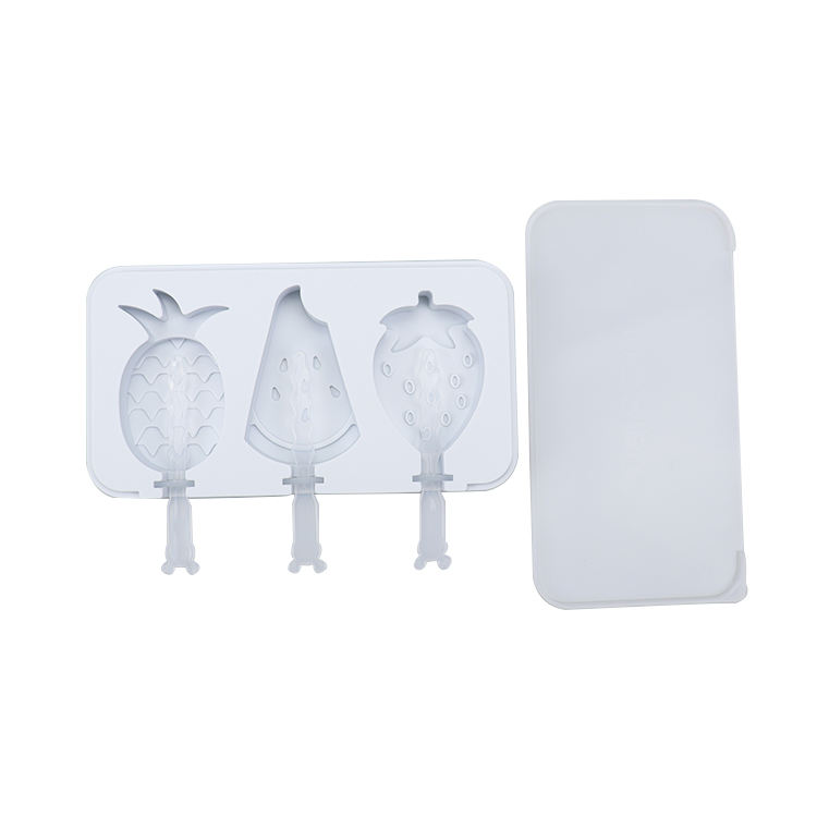 Silicone Ice Pop Molds Ice Cream Bar Mold Fruit Shape 3 Pieces Popsicle Molds with Plastic Sticks