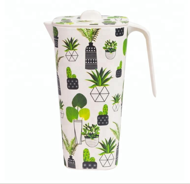 2024 Fashion Plastic Bamboo Fiber Water Drinking Jug With Side Handle