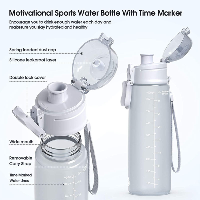 Factory Direct Supply Sport Equipment Drinking Bottle With Straw Lid Gradient Color Plastic Water Bottle