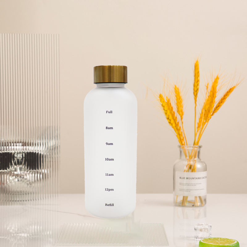 Small 500Ml Colorful Narrow Mouth Travel Chic Motivational Plastic Water Bottle With Stainless Steel Lid