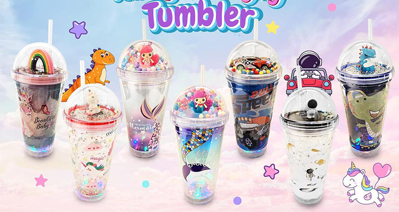 Wholesale 450ml unicorn Straw Plastic Water Bottle Cute Kids Plastic Cup Cartoon Unicorns Ice Water Bottles Gift