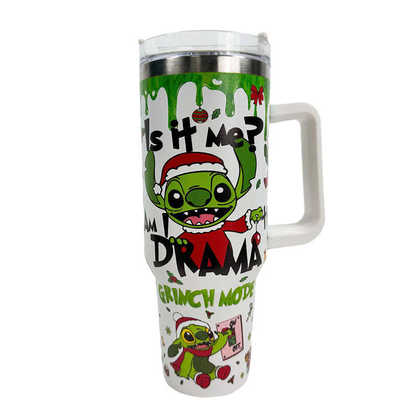 40oz Cartoon Print Tumbler Halloween Double Wall Vacuun Insulated Travel Car Mug Funny Gift Tumbler Cup with Lid and Straw