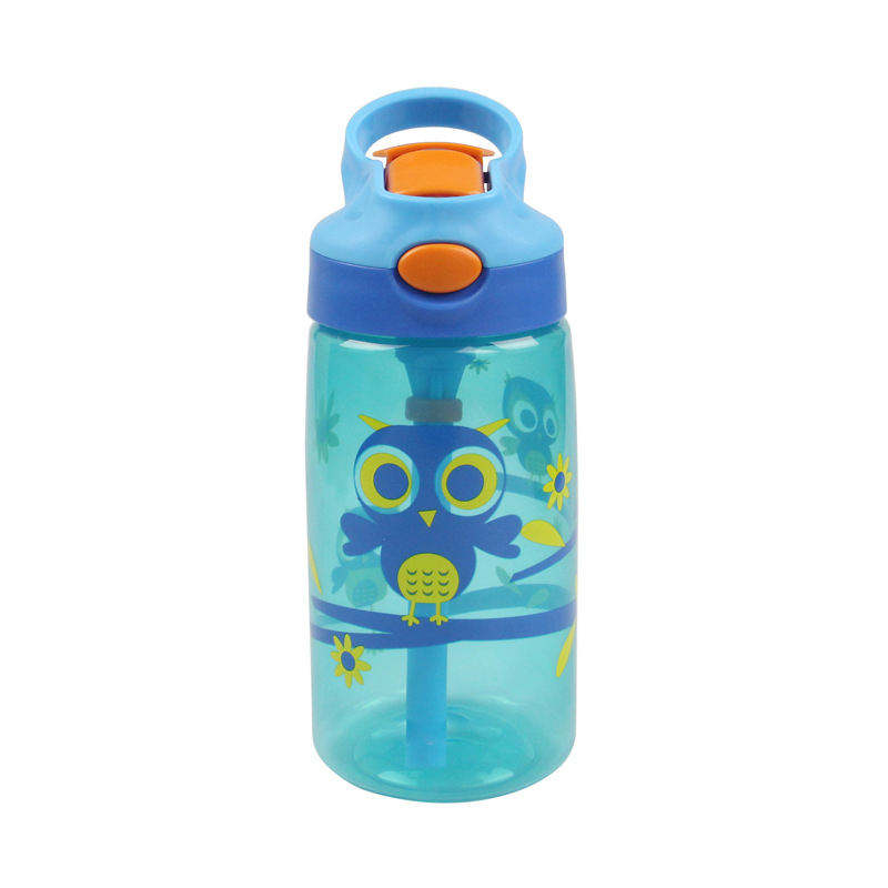 480ML BPA Free Cartoon Animal Princess Colorful Student Plastic Water Bottle With Straw and Handle