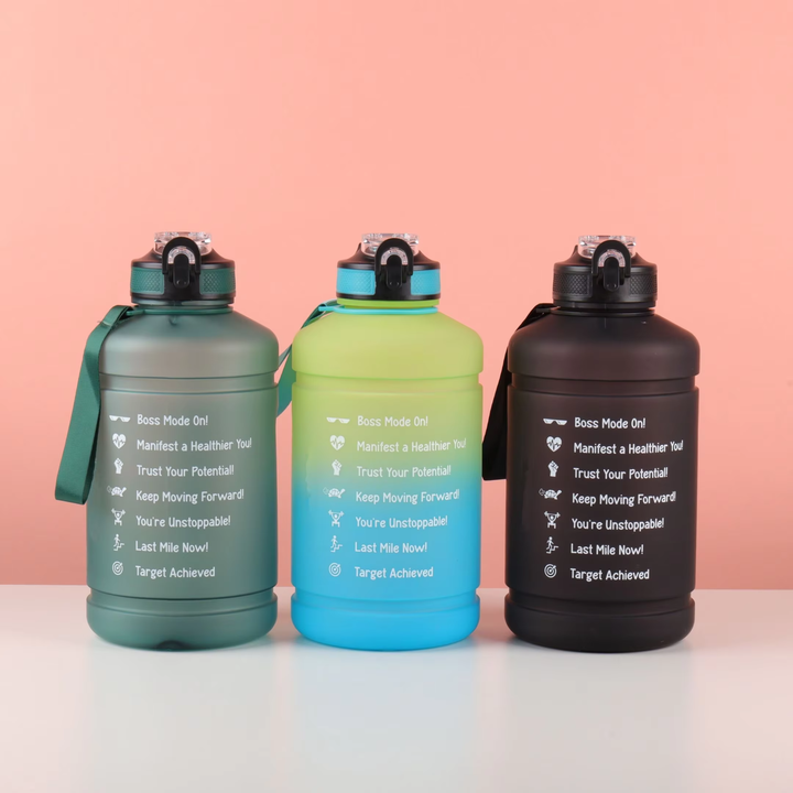 74oz Leak Proof Tritan Material BPA Free 2.2L Motivational Water Bottle with Straw & Big Handle