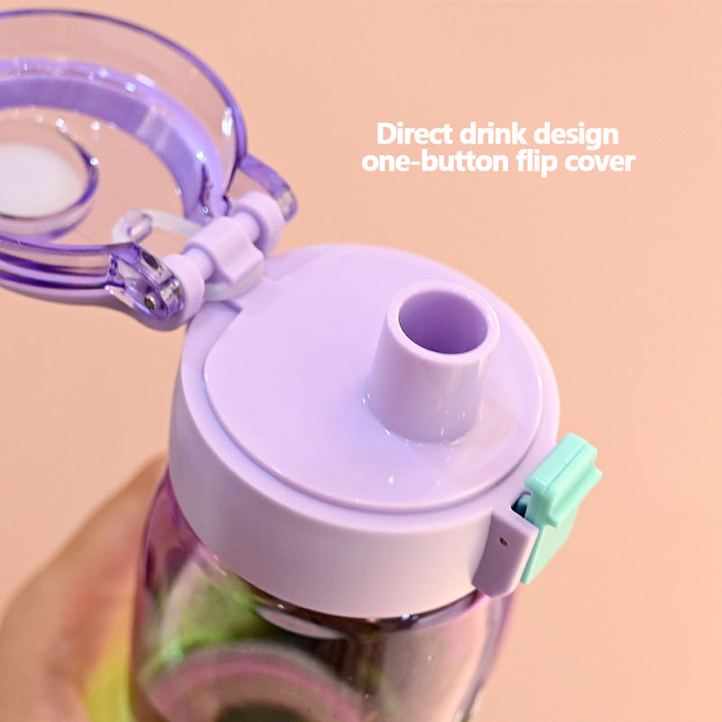 21oz High Quality Portable Children's Color Gradient Outdoor Direct Drinking 600ml Plastic Water Bottle