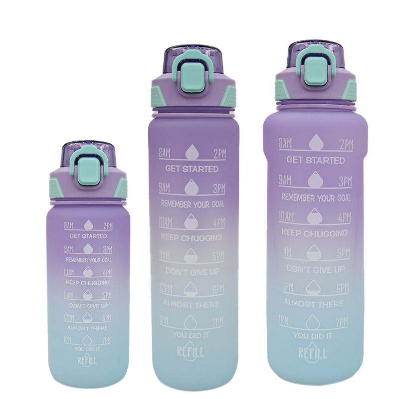 Reusable Custom logo Large Capacity 32oz with Rope Plastic Water Bottle Custom Gradient Color