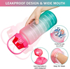 Tritan BPA Free Water Jug 128oz Motivational Plastic Gallon Water Bottle With Time Marker Straw for Fitness Gym Sports