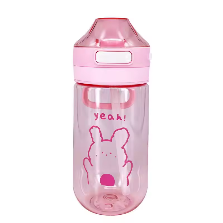 700Ml Cartoon Business Gifts Hiking Clear Cute Plastic Water Bottle With Straw and Handle