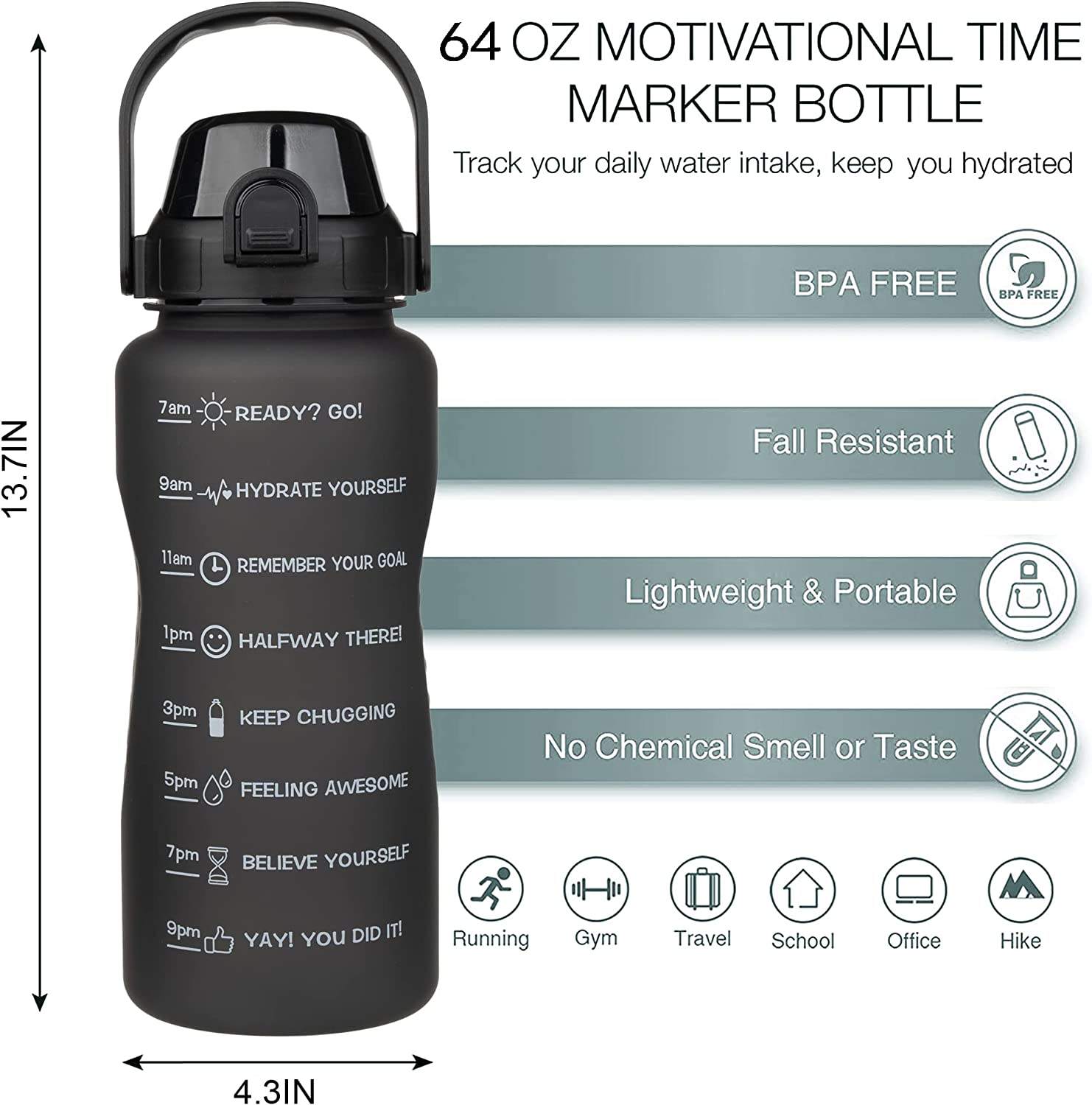 2200ml Wholesale Factory Direct Sale Gym Bpa Free Custom logo Plastic Sports Transparent Drinking Bottles