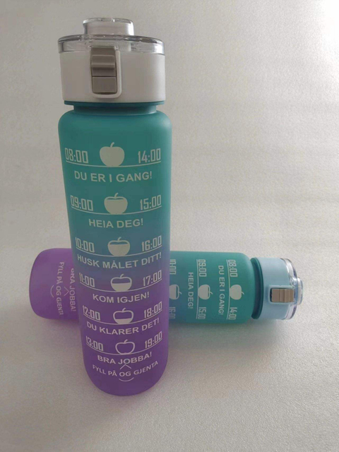 1L 34oz Gallon Colorful Frosted Plastic Sports Drink Water Bottle with Long Straw