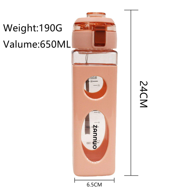 22oz Square Outdoor Exercise Gym Portable with Rope Wholesale Plastic Water Bottle