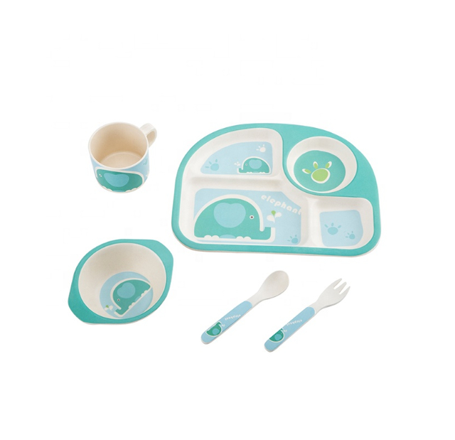 Reusable Eco-friendly Bamboo Fiber Feeding Set Tableware Set