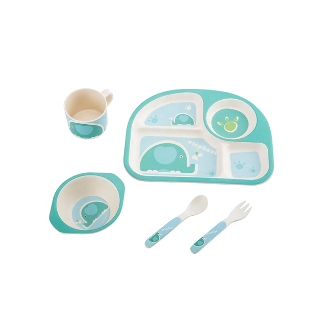 Reusable Eco-friendly Bamboo Fiber Feeding Set Tableware Set