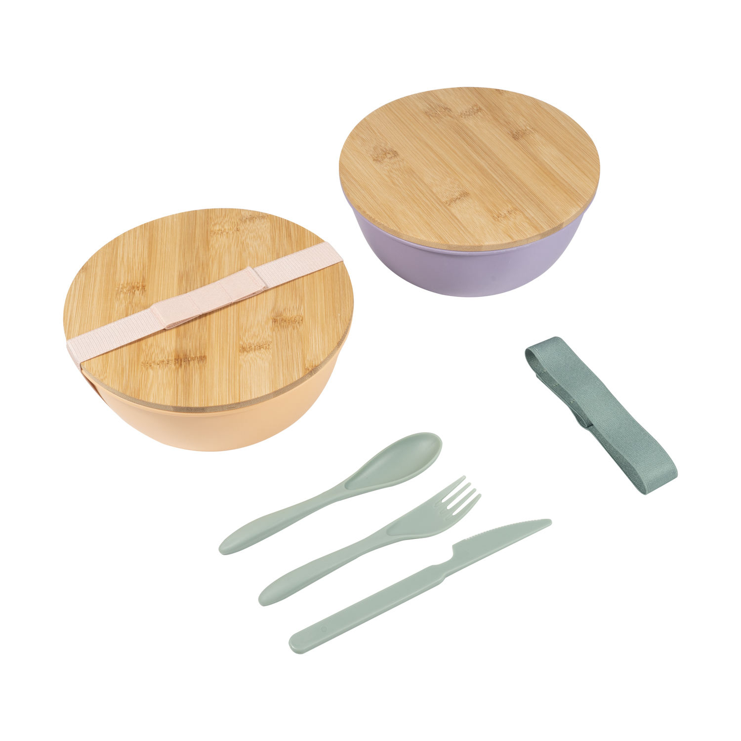 1280Ml Big Capacity Food Safe RPET Material Bowls With Bamboo Lid BPA Free Dishwasher Safe