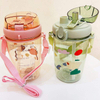22oz Cute Plastic Water Cup Both Straw and Direct Drinking Spout BPA Free and Equipped with a Children's Carrying Strap