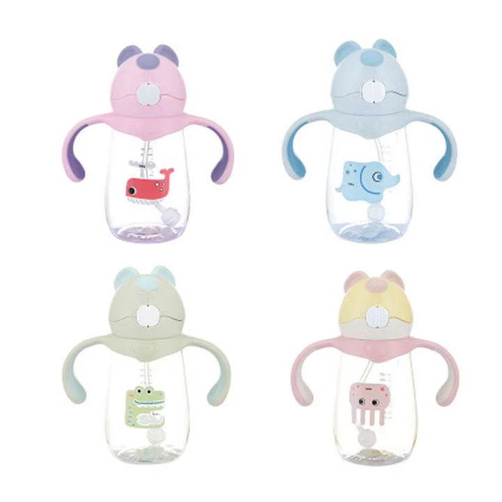 Tritan Bpa Free Cute 300ML Infants Children Learn to Drink Fall-proof Leak-proof Sippy Bottle With Handle