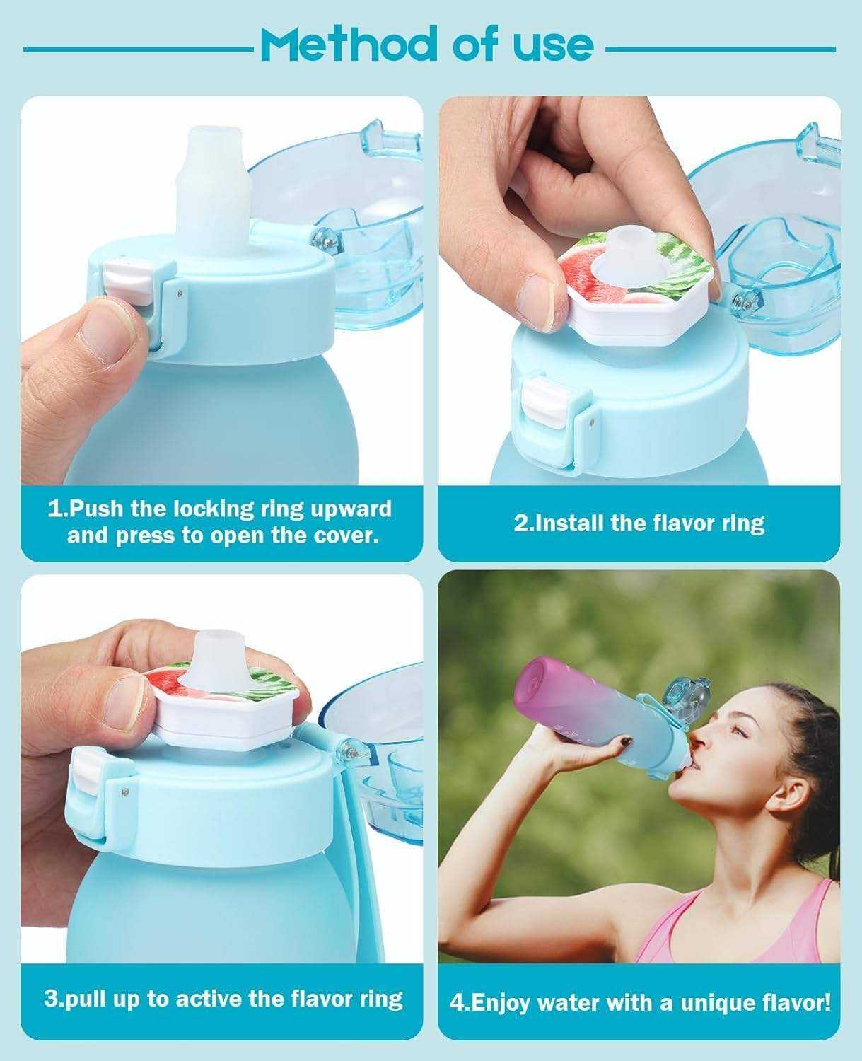 1000ML Customized logo Food Grade Free Flavor Tritan Water Bottle Plastic Tritan Water Bottle With Flavor Pod
