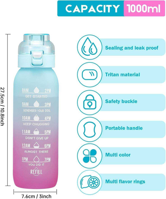 1000ML Customized logo Food Grade Free Flavor Tritan Water Bottle Plastic Tritan Water Bottle With Flavor Pod