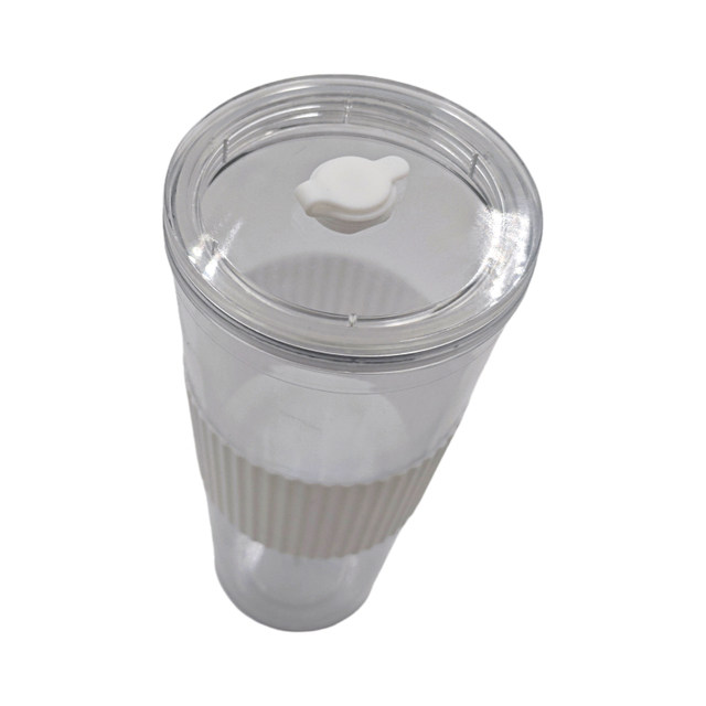 24oz Transparent Anti slip Strap Straw Heat Resistant Coffee Cup