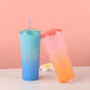 2024 New 700ML Candy Color Contrast Summer New Party Plastic Water Tumbler Bottle With Straw