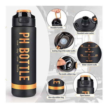 32Oz 1L Hot and Cold Bpa Free Motivational Plastic Gym Sports Water Bottle With Hidden Handle Scale