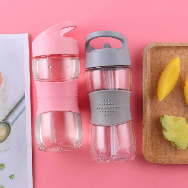 400ML New Design Bpa Free Plastic Tritan Kids Children Water Bottle with Anti slip Silicone Ring and Handle