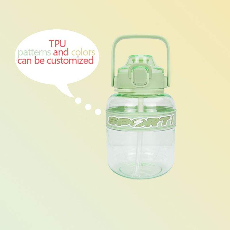 32oz 1L Plastic Water Bottle in the Shape of a Cylinder with Soft Straw Lid BPA Free Safe