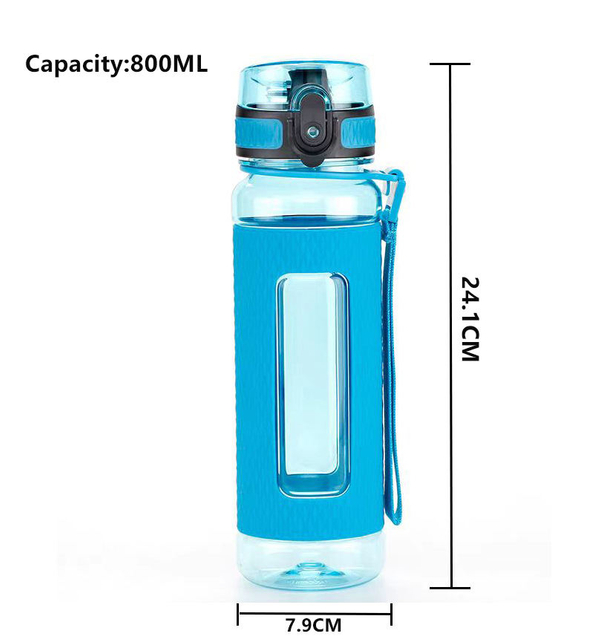 800ML Custom Logo Tritan BPA Free Sport Plastic Water Bottle Portable Handle Clear Plastic Drinking Bottle