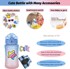 12OZ Tritan Kids Water Bottle Leakproof Reusable Motivational Water Bottles With Time Marker Straw