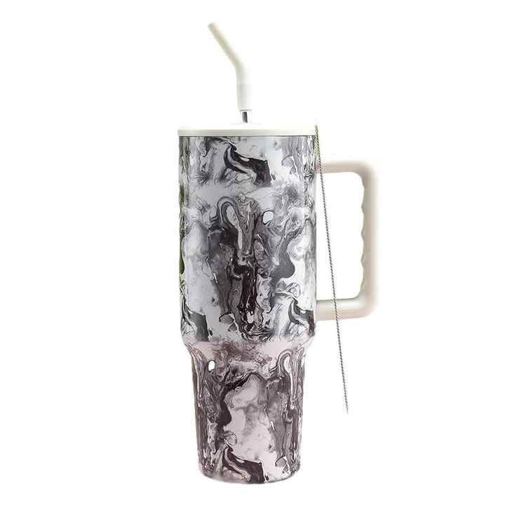 40oz Custom Logo Stainless Steel Thermal Travel Coffee Mug Hot and Cold Vacuum Insulated Tumbler With Handle Straw