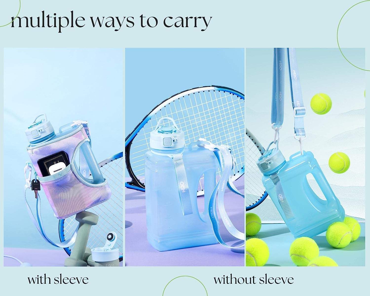 2.2 Liter (74 Ounce) Water Bottle Covered Straw and Chug Lid BPA Free Reusable Sports Jug with Handle