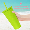 Wholesale Reusable Diamond Drinking Cups Multi Color Tumblers Double Wall Matte Plastic 24oz studded Tumblers