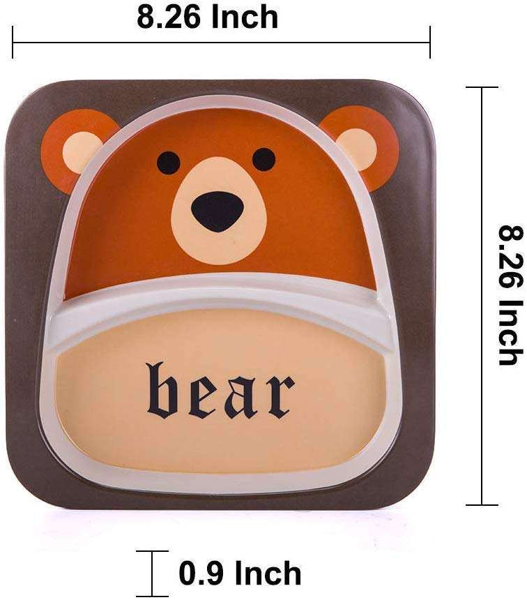 Eco- Friendly Custom Animal Kitchen Tableware Bamboo Fiber Dinner Sets for Kids